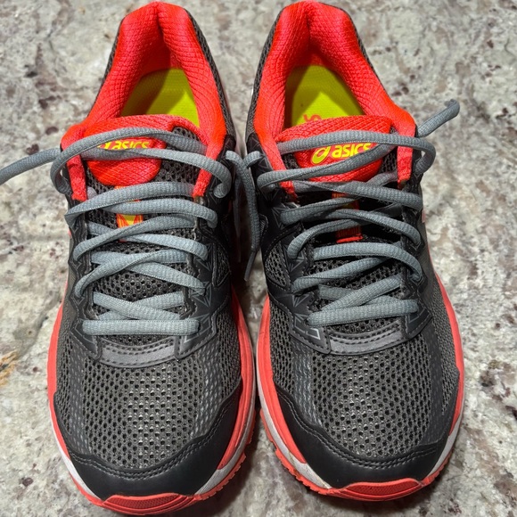 ASICS dynamic duomax running shoes gray/orange size 6.5 IGS - Picture 2 of 10